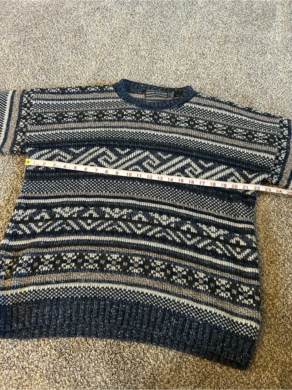 [David Taylor] VTG Blue Patterned Sweater